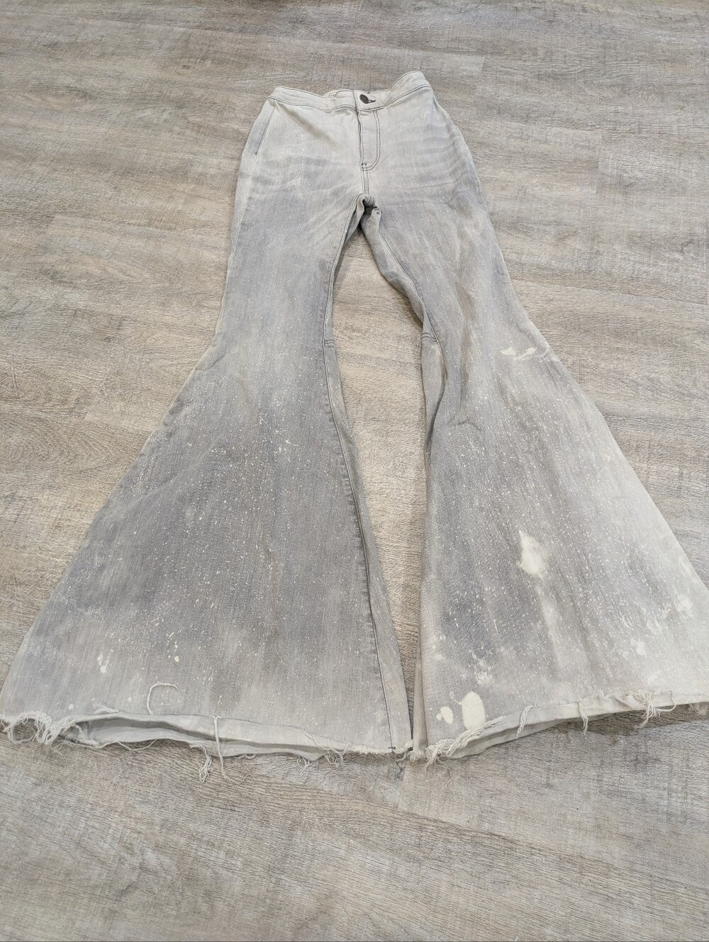 Free People Light Gray Washed Flare Jeans